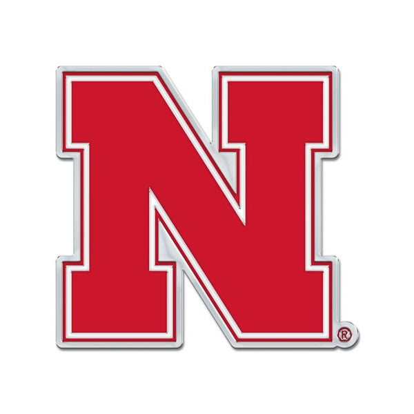 Wholesale-Nebraska Cornhuskers Colored Chrome Free Form Auto Emblem