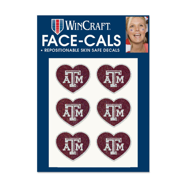 Texas A&M Aggies HEART SHAPED Glitter Tattoo 6 Pack