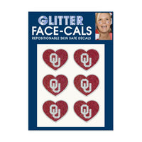 Wholesale-Oklahoma Sooners HEART SHAPED Glitter Tattoo 6 Pack