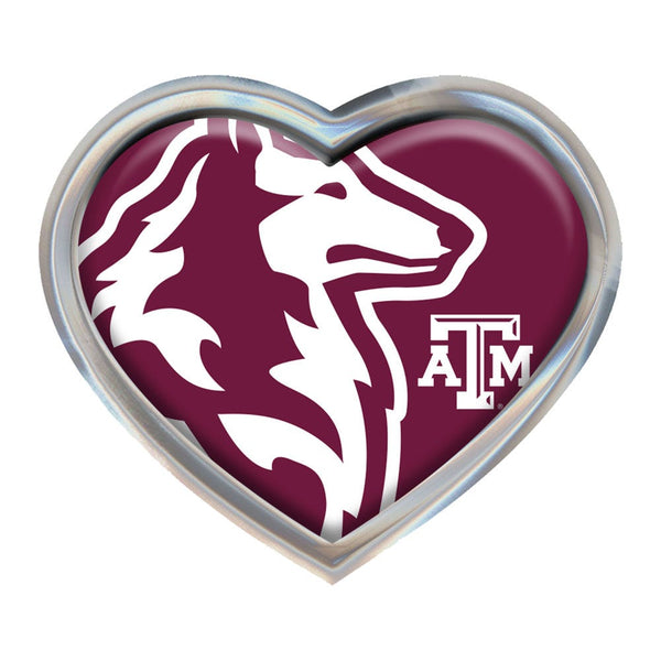 Texas A&M Aggies MEGA Chrome Metal Domed Emblem HEART