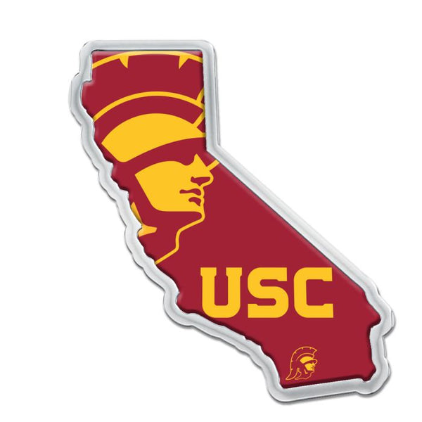 Wholesale-USC Trojans STATE SHAPE Chrome Metal Domed Emblem