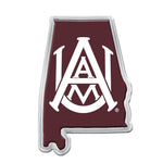 Alabama A&M Bulldogs STATE SHAPE Chrome Metal Domed Emblem