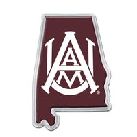 Alabama A&M Bulldogs STATE SHAPE Chrome Metal Domed Emblem