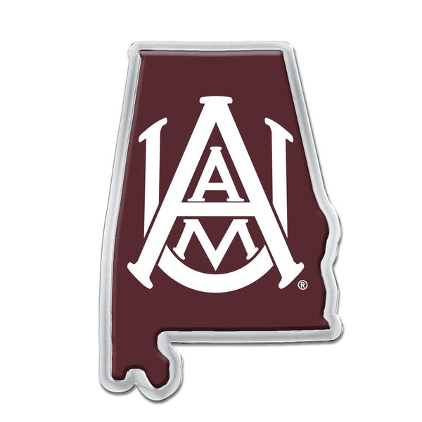 Alabama A&M Bulldogs STATE SHAPE Chrome Metal Domed Emblem