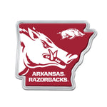 Arkansas Razorbacks STATE SHAPE Chrome Metal Domed Emblem