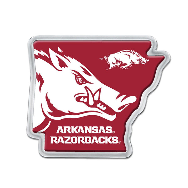 Arkansas Razorbacks STATE SHAPE Chrome Metal Domed Emblem