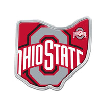 Wholesale-Ohio State Buckeyes STATE SHAPE Chrome Metal Domed Emblem