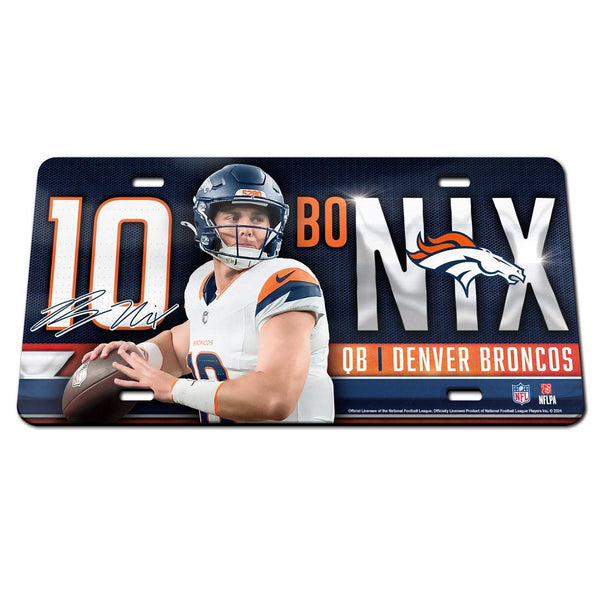 Denver Broncos Specialty Acrylic License Plate Bo Nix