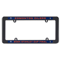 Western Conference Champions Edmonton Oilers CONFERENCE CHAMPION Lic Plt Thin Frame - Black Plastic