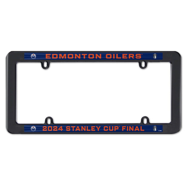 Western Conference Champions Edmonton Oilers CONFERENCE CHAMPION Lic Plt Thin Frame - Black Plastic