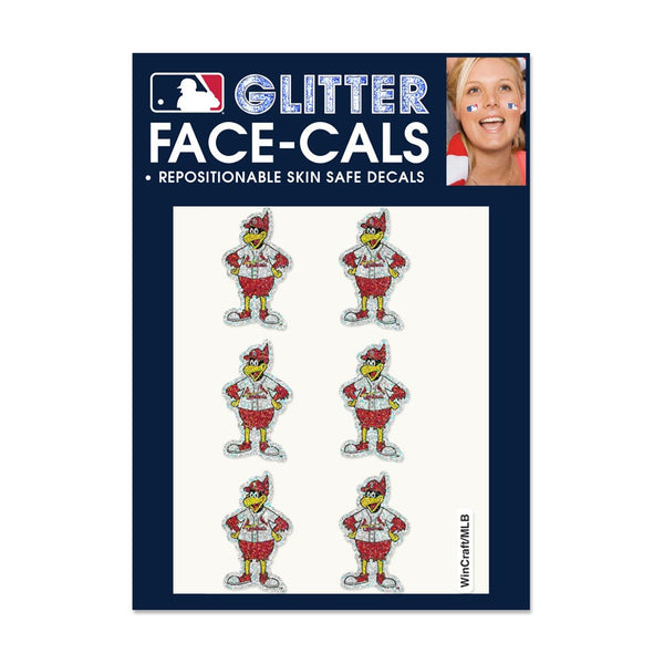 St. Louis Cardinals Mascot MLB Glitter Tattoo 6 Pack