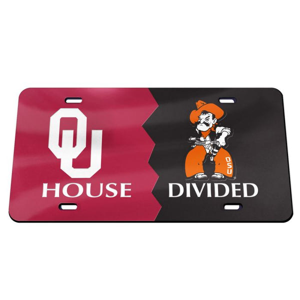 Wholesale-Oklahoma Sooners / Oklahoma State Cowboys Specialty Acrylic License Plate NCAA Rivalry