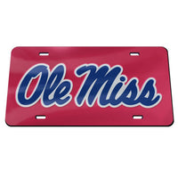 Wholesale-Ole Miss Rebels RED BACKGROUND Specialty Acrylic License Plate