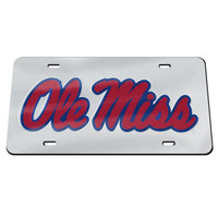 Wholesale-Ole Miss Rebels SILVER BACKGROUND Specialty Acrylic License Plate