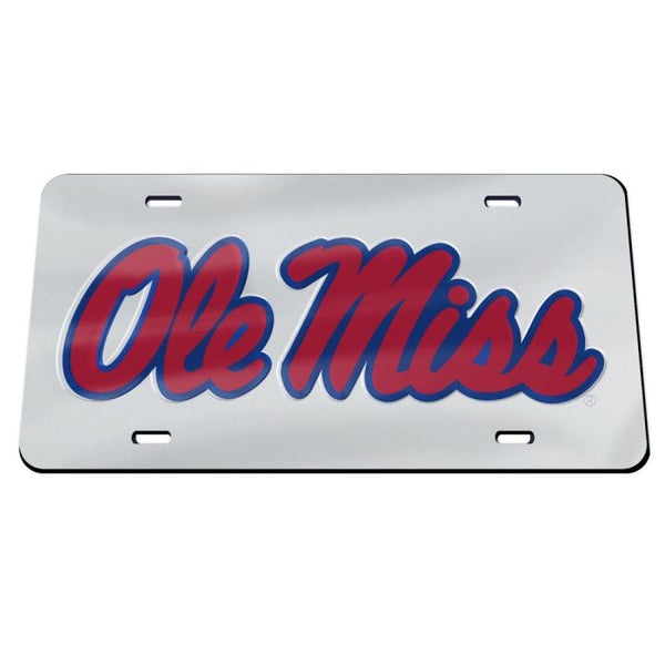 Wholesale-Ole Miss Rebels SILVER BACKGROUND Specialty Acrylic License Plate