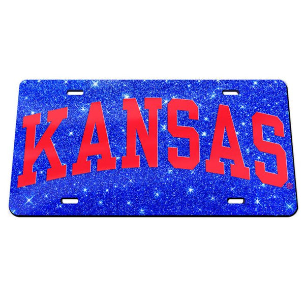 Wholesale-Kansas Jayhawks GLITTER BACKGROUND Acrylic Classic License Plates