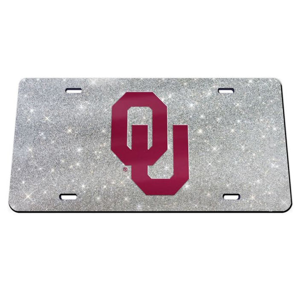 Wholesale-Oklahoma Sooners GLITTER BACKGROUND Acrylic Classic License Plates