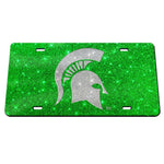 Wholesale-Michigan State Spartans GLITTER Specialty Acrylic License Plate