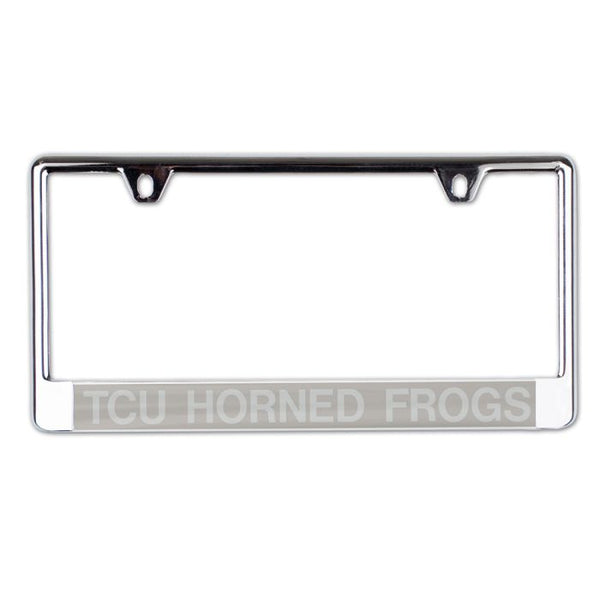 Wholesale-TCU Horned Frogs FROSTED Lic Plate Frame B/O Printed