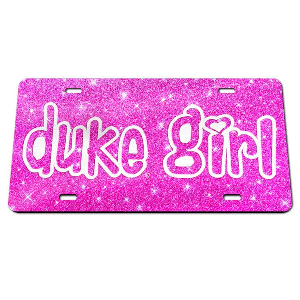 Wholesale-Duke Blue Devils PINK GLITTER Specialty Acrylic License Plate