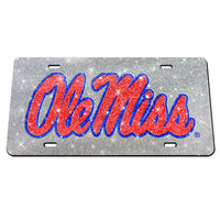 Wholesale-Ole Miss Rebels GLITTER Specialty Acrylic License Plate