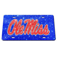 Wholesale-Ole Miss Rebels GLITTER Specialty Acrylic License Plate