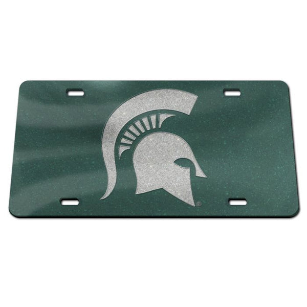 Wholesale-Michigan State Spartans GLITTER Specialty Acrylic License Plate