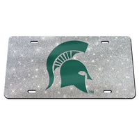 Wholesale-Michigan State Spartans GLITTER BACKGROUND Acrylic Classic License Plates