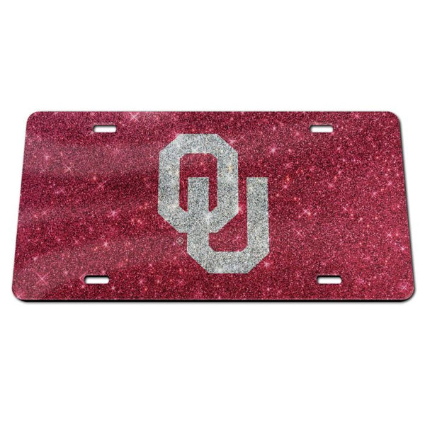 Wholesale-Oklahoma Sooners GLITTER Specialty Acrylic License Plate