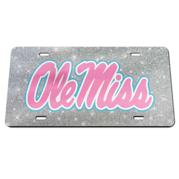 Wholesale-Ole Miss Rebels GLITTER BACKGROUND Acrylic Classic License Plates