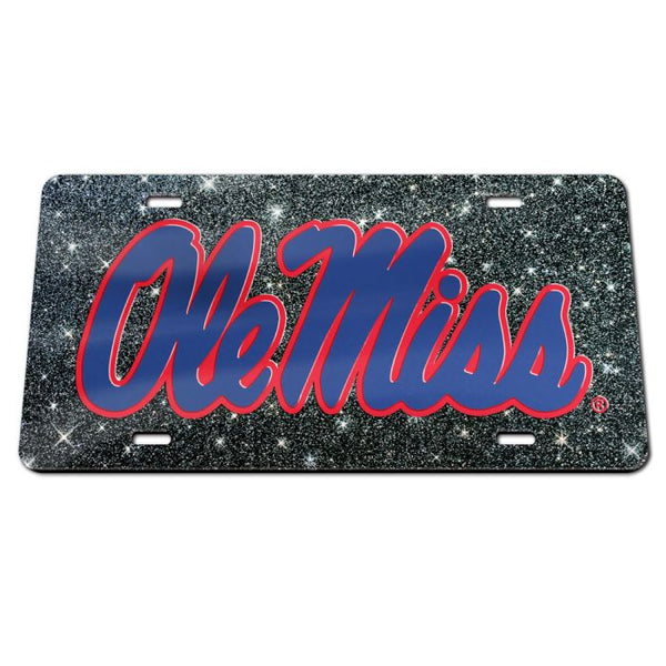 Wholesale-Ole Miss Rebels GLITTER BACKGROUND Acrylic Classic License Plates