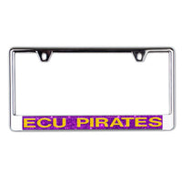 Wholesale-East Carolina Pirates GLITTER BACKGROUND Lic Plate Frame B/O Printed