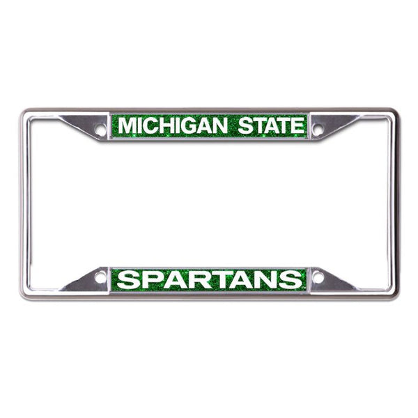 Wholesale-Michigan State Spartans GLITTER BACKGROUND Lic Plt Frame S/S Printed