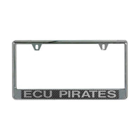 Wholesale-East Carolina Pirates CARBON Lic Plate Frame B/O Printed