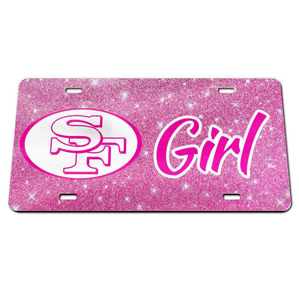 San Francisco 49ers GLITTER BACKGROUND Specialty Acrylic License Plate