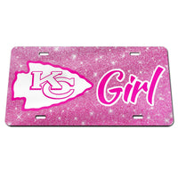 Kansas City Chiefs GLITTER BACKGROUND Specialty Acrylic License Plate