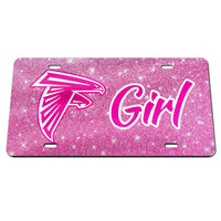 Atlanta Falcons GLITTER BACKGROUND Specialty Acrylic License Plate