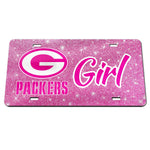Green Bay Packers GLITTER BACKGROUND Specialty Acrylic License Plate
