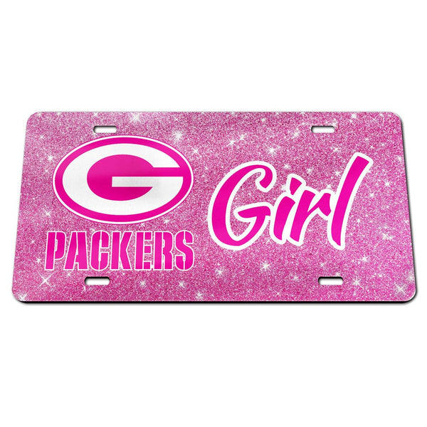 Green Bay Packers GLITTER BACKGROUND Specialty Acrylic License Plate