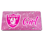 Las Vegas Raiders GLITTER BACKGROUND Specialty Acrylic License Plate