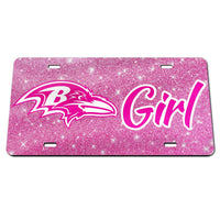 Baltimore Ravens GLITTER BACKGROUND Specialty Acrylic License Plate