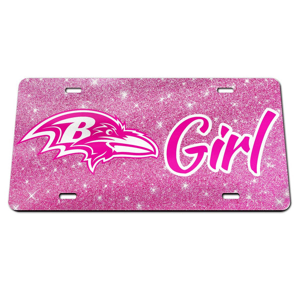 Baltimore Ravens GLITTER BACKGROUND Specialty Acrylic License Plate