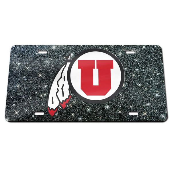 Wholesale-Utah Utes GLITTER BACKGROUND Specialty Acrylic License Plate