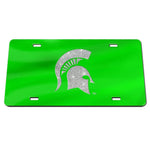 Wholesale-Michigan State Spartans GLITTER LOGO Acrylic Classic License Plates