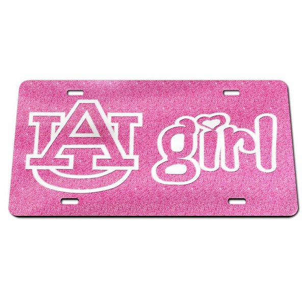 Wholesale-Auburn Tigers PINK GLITTER Acrylic Classic License Plates