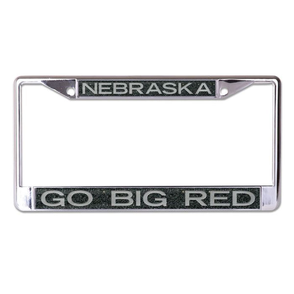 Wholesale-Nebraska Cornhuskers GLITTER BACKGROUND Lic Plt Frame S/L Metallic