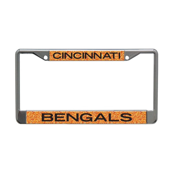 Cincinnati Bengals GLITTER BACKGROUND Lic Plt Frame S/L Printed