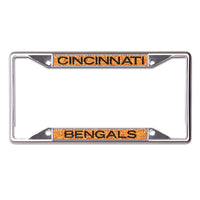 Cincinnati Bengals GLITTER BACKGROUND Lic Plt Frame S/S Printed