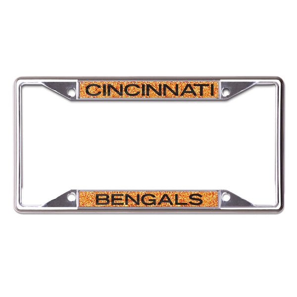 Cincinnati Bengals GLITTER BACKGROUND Lic Plt Frame S/S Printed