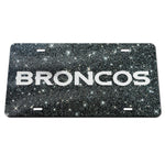 Denver Broncos GLITTER BACKGROUND Acrylic Classic License Plates